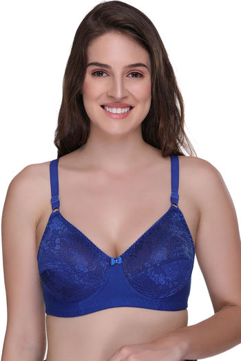 Buy Sona Single Layered Non Wired Medium Coverage Sag Lift Bra - Royal Blue